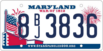 MD license plate 8BJ3836