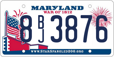 MD license plate 8BJ3876