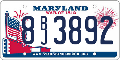 MD license plate 8BJ3892