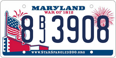 MD license plate 8BJ3908
