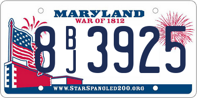MD license plate 8BJ3925