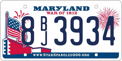 MD license plate 8BJ3934