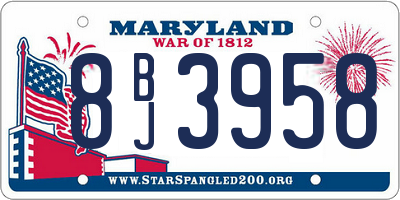 MD license plate 8BJ3958