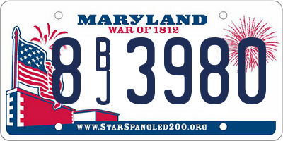 MD license plate 8BJ3980