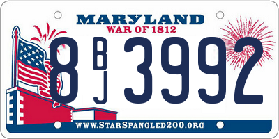 MD license plate 8BJ3992