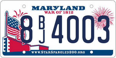MD license plate 8BJ4003