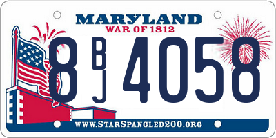 MD license plate 8BJ4058