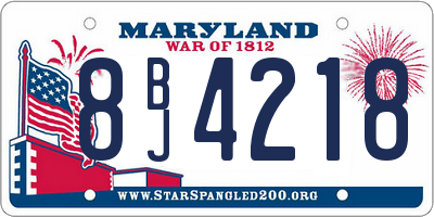 MD license plate 8BJ4218