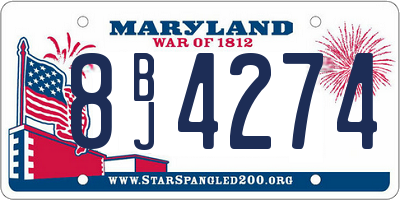 MD license plate 8BJ4274