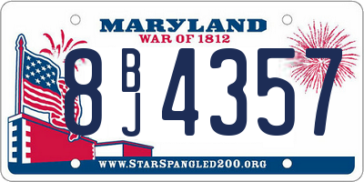 MD license plate 8BJ4357