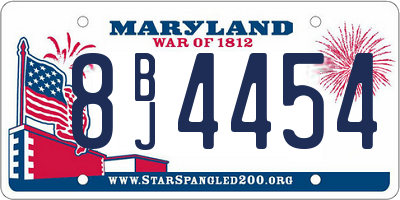 MD license plate 8BJ4454