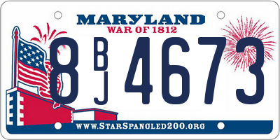 MD license plate 8BJ4673