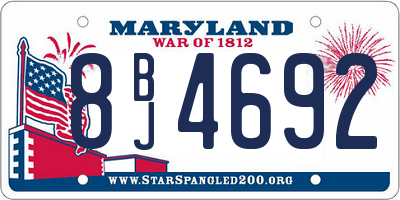 MD license plate 8BJ4692