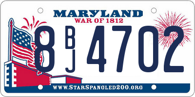 MD license plate 8BJ4702