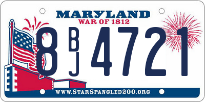MD license plate 8BJ4721