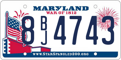MD license plate 8BJ4743