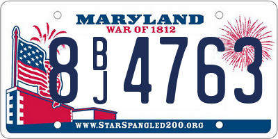 MD license plate 8BJ4763