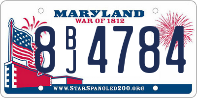 MD license plate 8BJ4784
