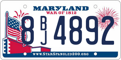 MD license plate 8BJ4892