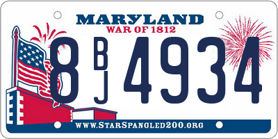 MD license plate 8BJ4934