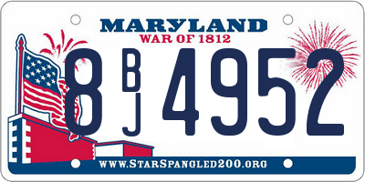 MD license plate 8BJ4952