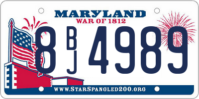 MD license plate 8BJ4989