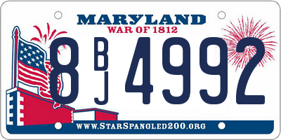 MD license plate 8BJ4992