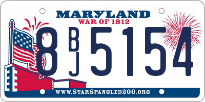 MD license plate 8BJ5154