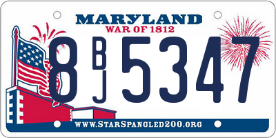 MD license plate 8BJ5347