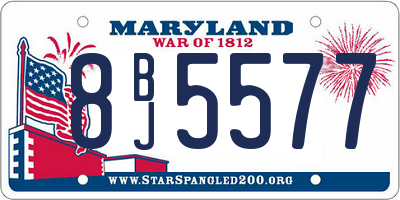 MD license plate 8BJ5577