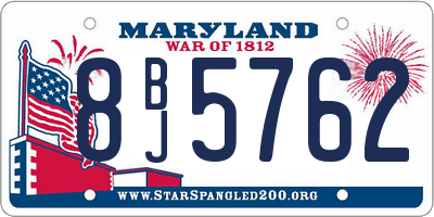 MD license plate 8BJ5762