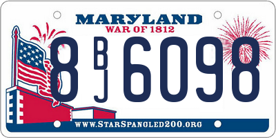 MD license plate 8BJ6098