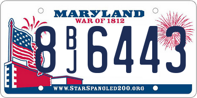 MD license plate 8BJ6443