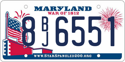 MD license plate 8BJ6551