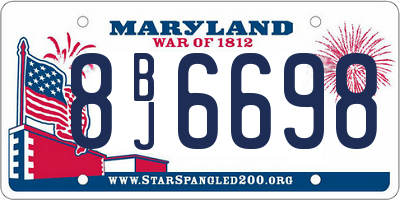 MD license plate 8BJ6698