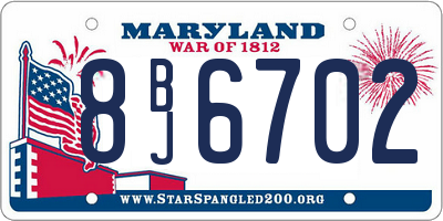 MD license plate 8BJ6702