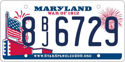 MD license plate 8BJ6729