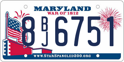 MD license plate 8BJ6751