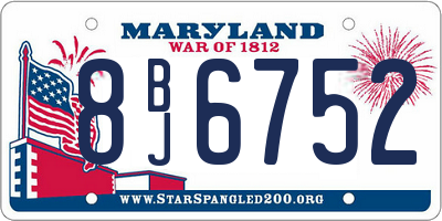 MD license plate 8BJ6752