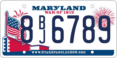 MD license plate 8BJ6789