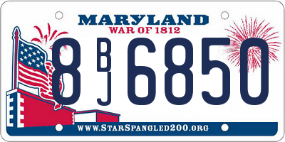MD license plate 8BJ6850