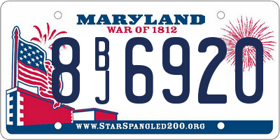 MD license plate 8BJ6920