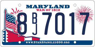 MD license plate 8BJ7017