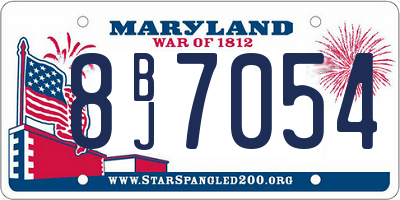 MD license plate 8BJ7054