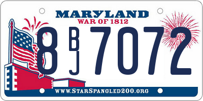 MD license plate 8BJ7072