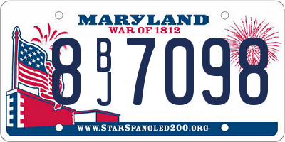 MD license plate 8BJ7098