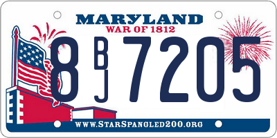 MD license plate 8BJ7205