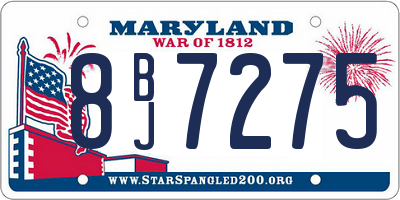 MD license plate 8BJ7275
