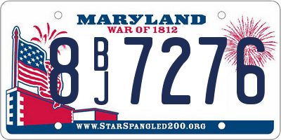 MD license plate 8BJ7276