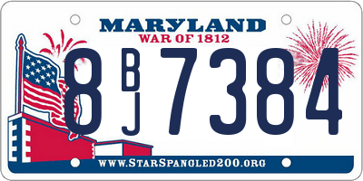 MD license plate 8BJ7384